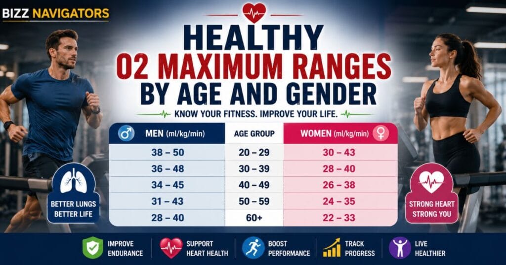 Healthy O2 Maximum Ranges by Age and Gender