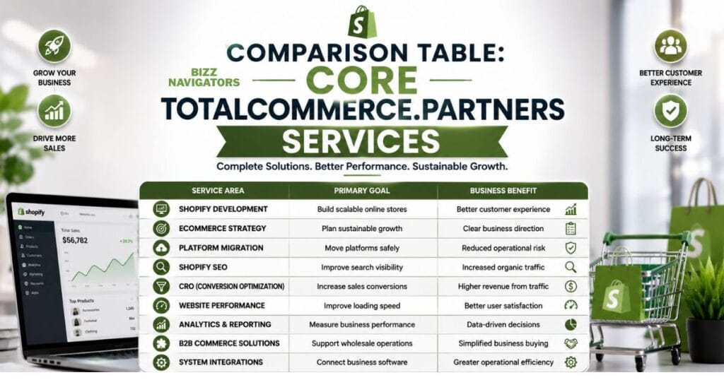 Comparison Table: Core Totalcommerce.partners Services